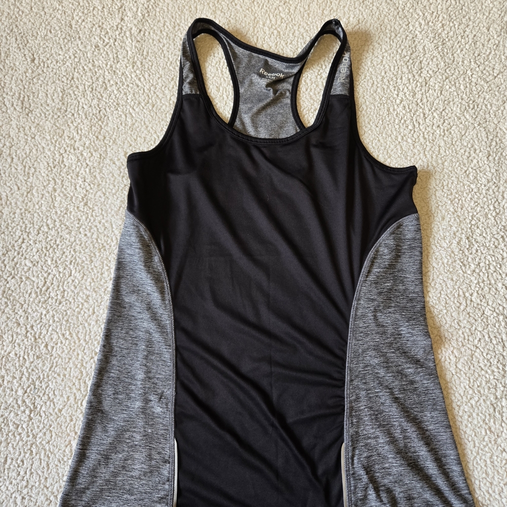 Reebok Women's Black and Gray Tank Top